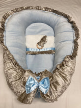 Afbeelding in Gallery-weergave laden, Babynestje &quot;Monza&quot; Softie Blue-velvet